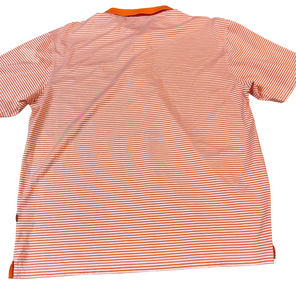 Belvedere Golf Club Mens Large Orange White Striped Supima Cotton Polo Shirt - Picture 3 of 12